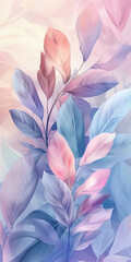 abstract leaves in soft pastel color