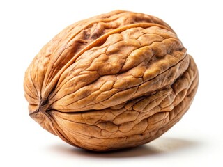 Obraz premium A perfectly isolated walnut, photographed in high resolution against a stark white backdrop.