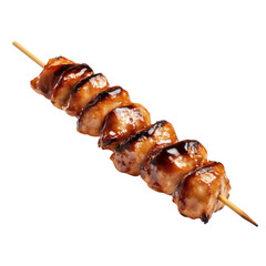 Grilled chicken yakitori skewer with glossy sauce, delicious and savory