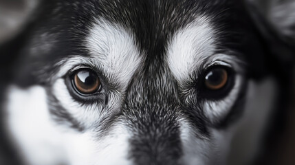 Close-Up of Dog's Eyes with Intense Gaze.