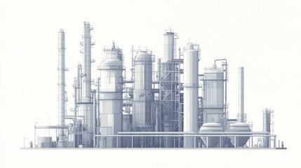 Obraz premium Minimalist vector illustration of an industrial plant, white background