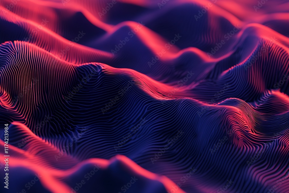 Aufkleber vibrant abstract waveform art with neon colors perfect for modern design : generative ai