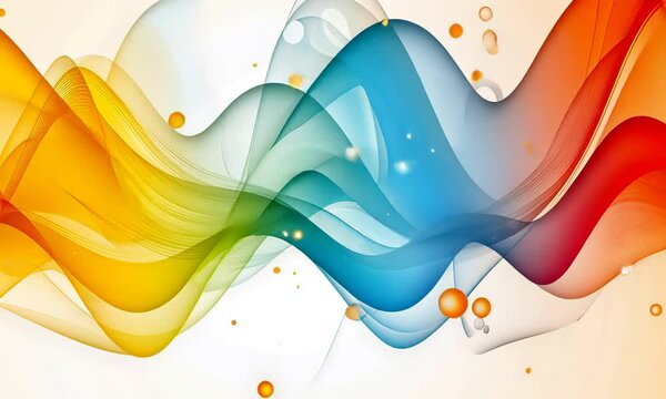 Colorful flowing waves, bright background, website design