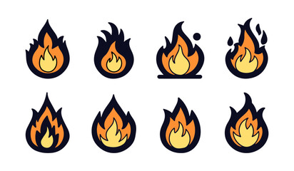 Fire image, flame icon. Black icon isolated on white background.