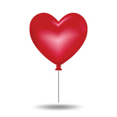 3D object Elastic red balloon in love heart shape flat art vector design illustration with simple shape perfect for birthday or anniversary and Valentine asset