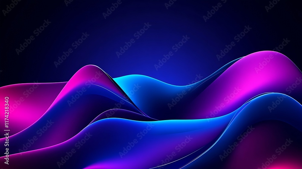 Aufkleber colorful neon wave patterns with flowing blue and pink gradient design for modern abstract art inspi