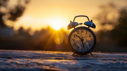 Sunrise Alarm Clock on Wooden Surface