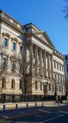 Naklejka premium Classic Building with Columns and Ornate Details