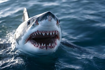 Naklejka premium Great White Shark Close-Up