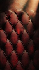 Luxurious tufted leather upholstery backdrop featuring a rich burgundy capitone pattern with a classic chesterfield style diamond tufted texture  Ideal for interior design luxury furniture
