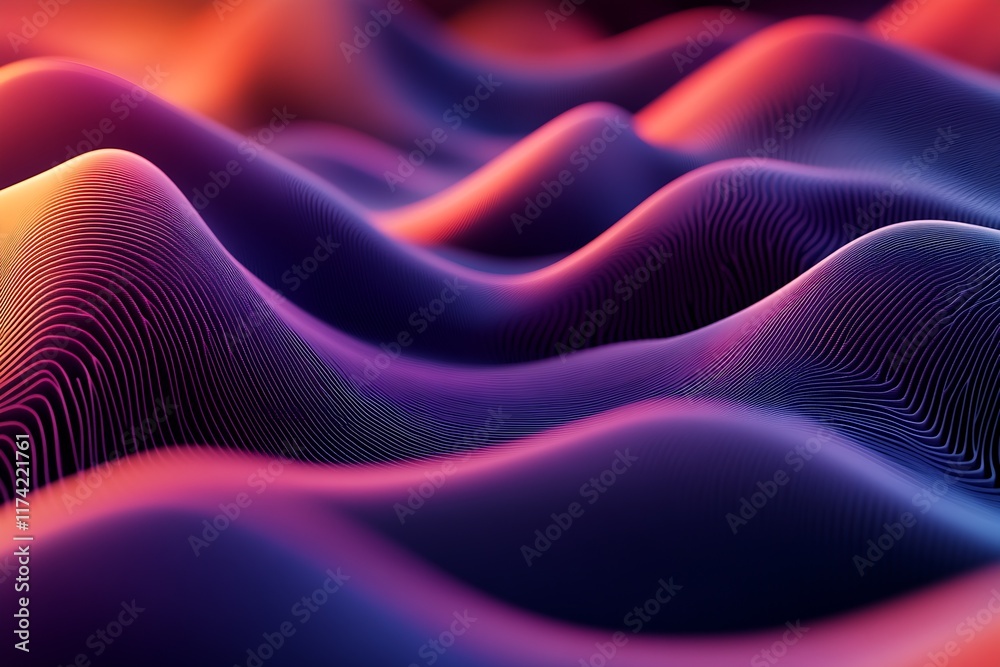 Leinwandbilder Abstract Waves with Smooth Gradient and Vibrant Colors in Modern Digital Art Design : Generative AI