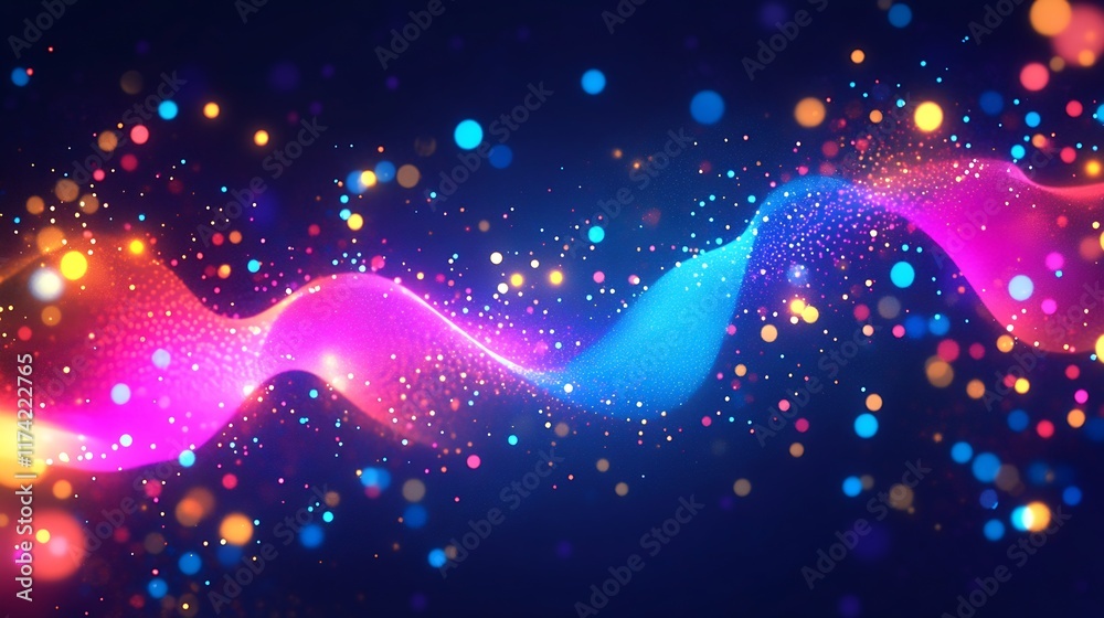 Fototapete captivating flow of neon lights and bokeh effects on deep midnight canvas : generative ai