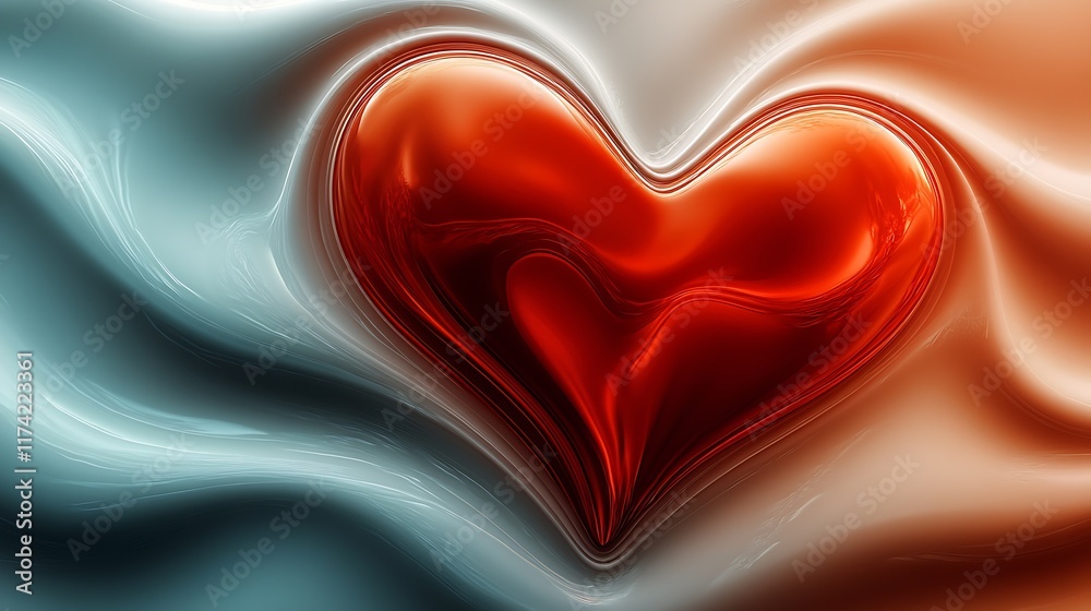 Poster elegant abstract heart with blend of red and blue tones for modern artistic backgrounds : generative