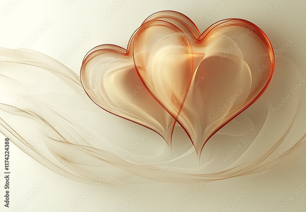 Poster Elegant Abstract Design of Intertwined Hearts On Subtle Background : Generative AI