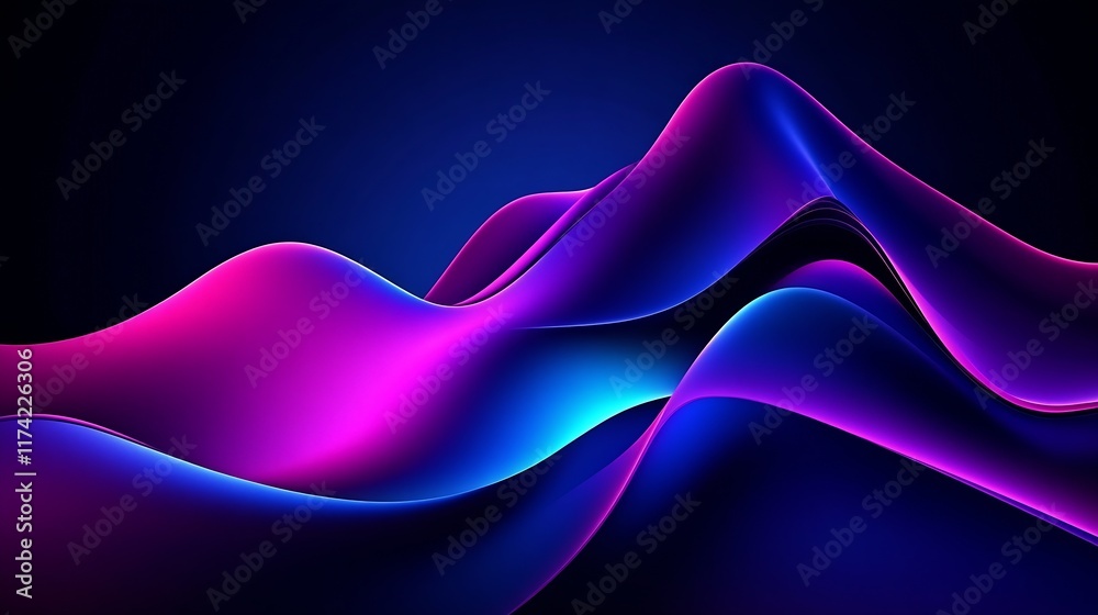 Leinwandbilder dynamic neon waves with a flowing pink and blue gradient effect for futuristic digital art concepts 