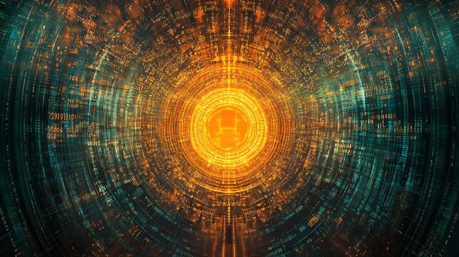 Abstract technology background features a mesmerizing binary code pattern, creating a digital matrix that symbolizes the intricate world of programming and computer technology