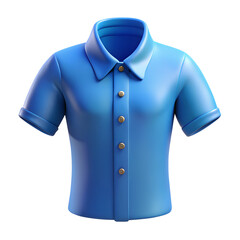 blue short sleeve shirt 3d icon in cartoon plastic style minimal isolated on transparent white background, clipping path