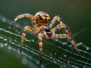 Fototapeta premium Intricate spider portrait designed in a detailed and artistic style, highlighting its delicate features and natural elegance, perfect for wildlife and creative projects.