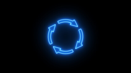 Abstract beautiful neon refresh icon. Neon arrow refresh icon. Reload icon.
