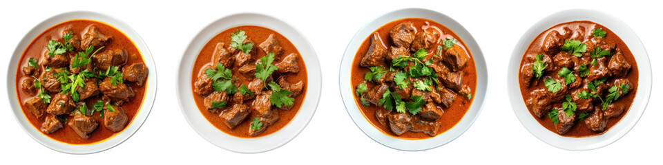 Fototapeta premium plate of rich and spicy lamb curry garnished with fresh herbs, showcasing vibrant colors and textures
