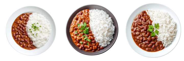 delicious plate of rajma kidney bean curry served with fluffy rice, garnished with fresh herbs