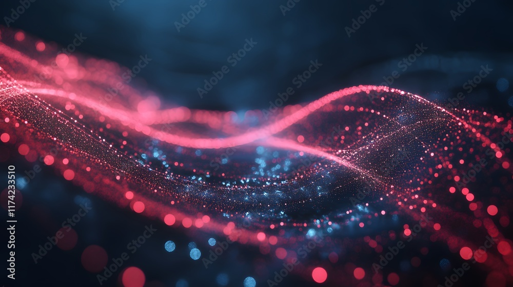 Poster Abstract technology background features glowing red lines that twist and turn against a dark backdrop, creating a powerful and sleek visual statement of energy and innovation