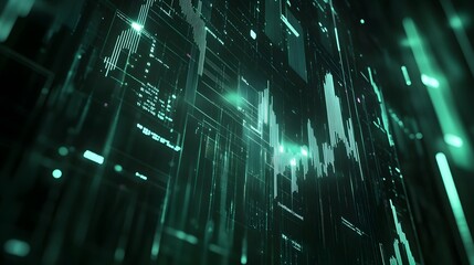 Abstract technology background features a dynamic trading chart and candlestick chart, ideal for exploring financial investment ideas and analyzing economic trends