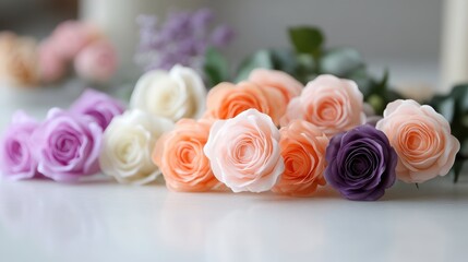 Obraz premium A bouquet of flowers with a variety of colors including pink, orange, and purple