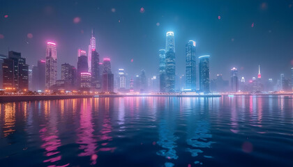 Fototapeta premium cityscape night skyline skyscrapers sale promotion background