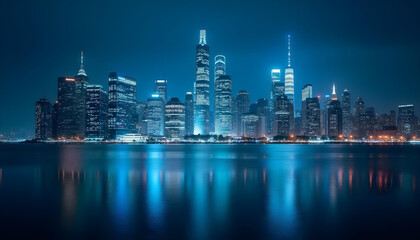 Fototapeta premium cityscape night skyline skyscrapers sale promotion background