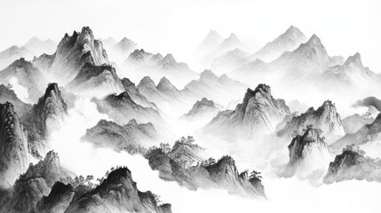 Majestic Mountains Enveloped In Misty Cloudscape