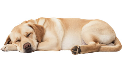 Sleeping dog resting peacefully on soft surface