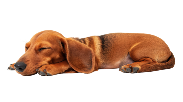 Sleeping dog with brown fur and relaxed posture