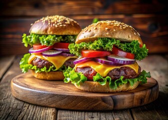 Rustic charm meets juicy gourmet burgers; a delicious fast-food feast.