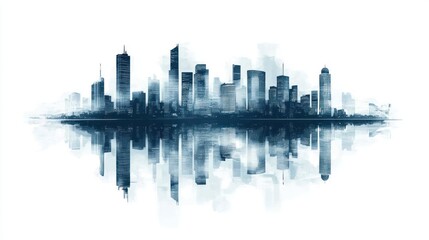 Obraz premium Cityscape reflection, watercolor effect.