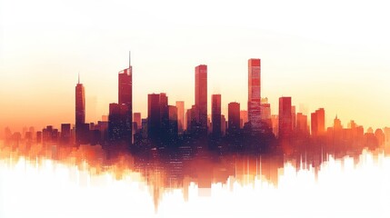 Fototapeta premium Sunset cityscape, urban skyline, city panorama.