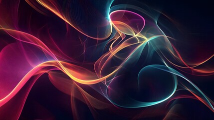 Fototapeta premium Abstract technology background features abstract forms, neon gradients, and intricate curves that symbolize the flow of data in modern tech ecosystems