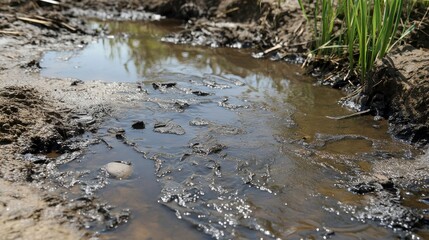 Obraz premium River Discharge with Environmental Focus in Natural Background