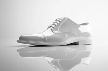 A glossy white beige shoe with fine stitching and a sophisticated design, shown in a side profile to emphasize its upscale appeal on the studio white background.