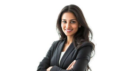 Obraz premium professional indian female businesswoman with smiling face isolated on white background