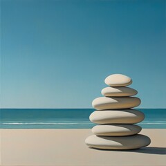 Obraz premium Serene Minimalist Landscape with Smooth Rocks