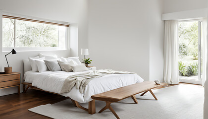 bedroom with clean white walls