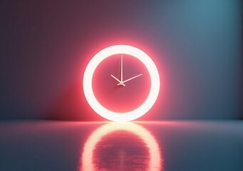 Modern clock design illuminated with vibrant red and white lights in a stylish setting