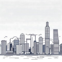 Obraz premium Skyline outline for a citybased