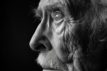 Obraz premium Close-up portrait of an elderly man in thoughtful contemplation