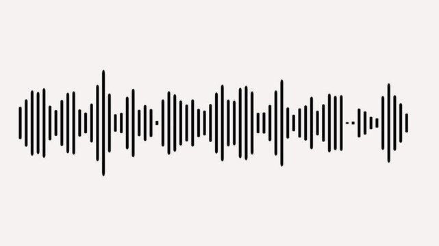 Black audio waves on white background. audio wave or frequency digital animation, 
black video footage of audio visualizer on white background.  Audio waveform equalizer spectrum, Music Equalizer,