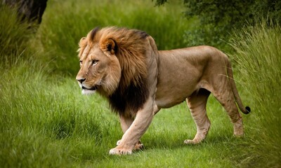 Obraz premium 사냥을 준비하는 사자사진 멋지다