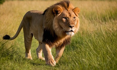 Obraz premium 사냥을 준비하는 사자사진 멋지다