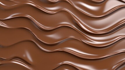 Elegant 3D Illustration of Smooth Brown Chocolate with Soft Melting Waves for Culinary and Dessert Backgrounds