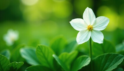 Delicate white petals unfolding in a lush green garden, blossoms, garden, spring